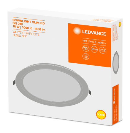 Led lampa DL SLIM DN210 18W/3000K WT IP20 LEDVANCE