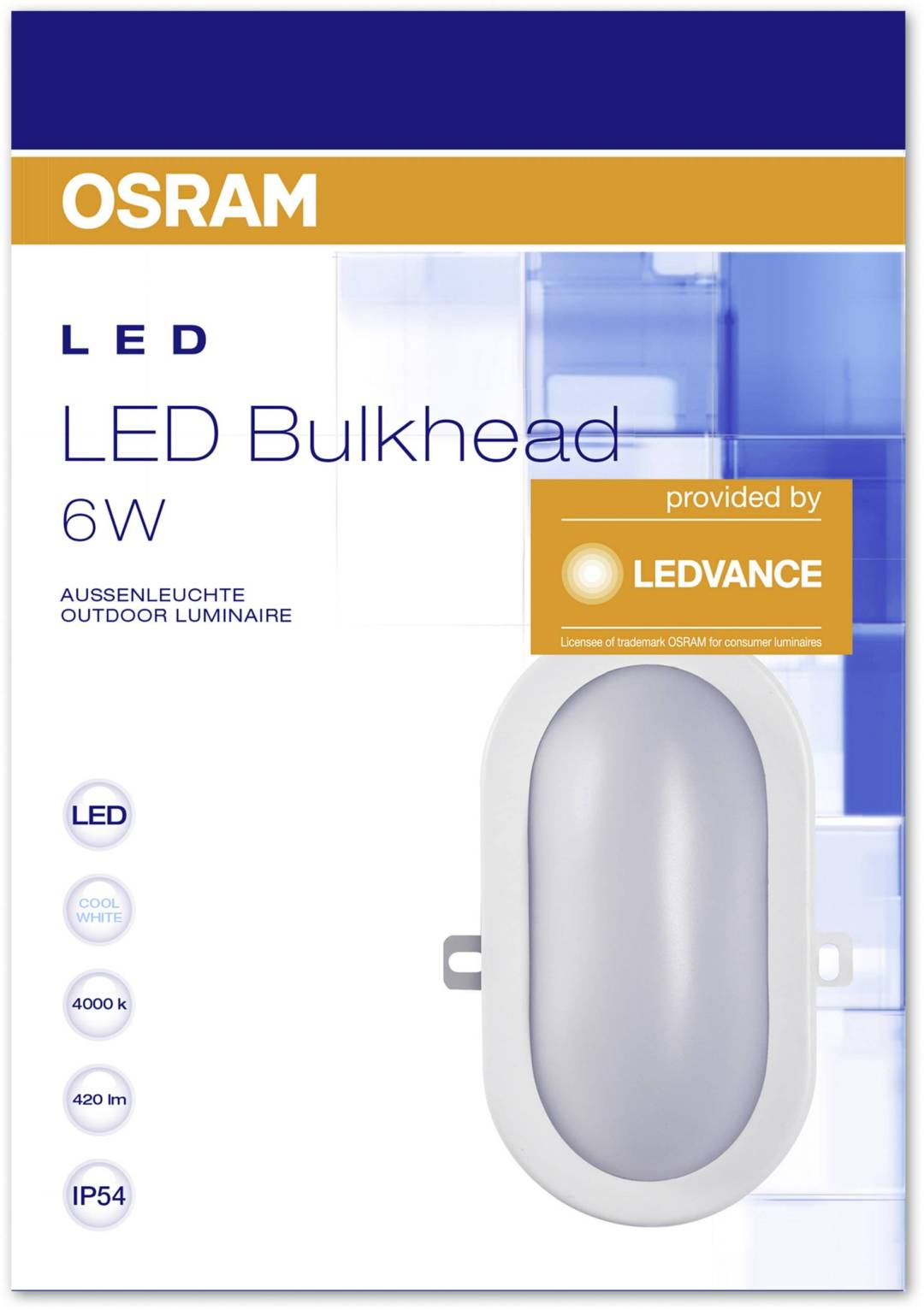 Lampa LED BULKHEAD 6W/840 WT IP54 ağ